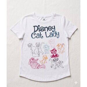 Disney Cat Lady T-Shirt White Large Aristocats Marie Cheshire Simba NWT